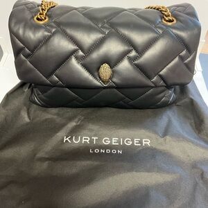 Kurt Geiger Black Quilted Shoulder Bag XXL with Gold Chain